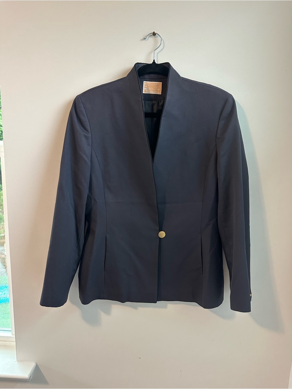 Vintage Pendleton Navy Wool Blazer Gold Button Minimalist Jacket Made in USA
